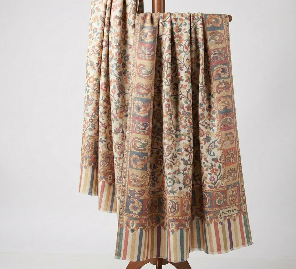 Handwoven Kashmiri Kani Shawl – Multicolor Traditional Design