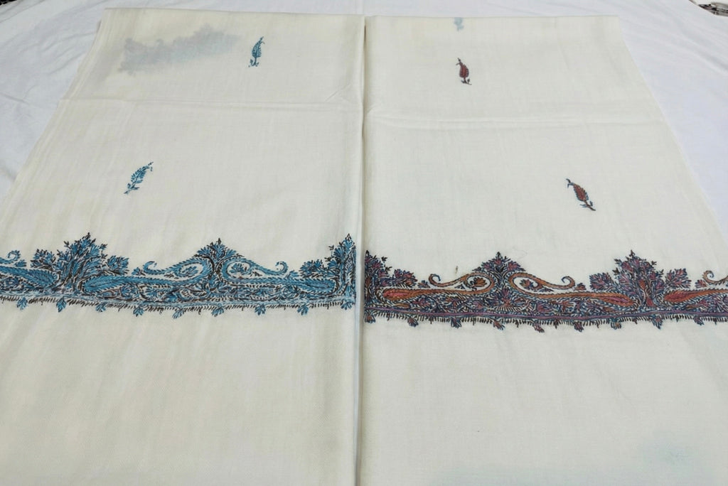 Semi Pashmina Stole & Muffler with Double-Sided Hand Sozni Embroidery