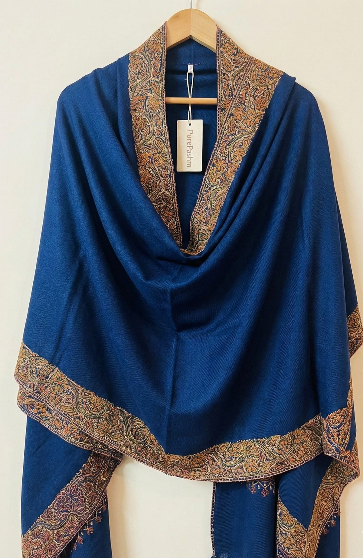 Semi Pashmina Kashmiri Shawl with Hand Sozni Embroidery