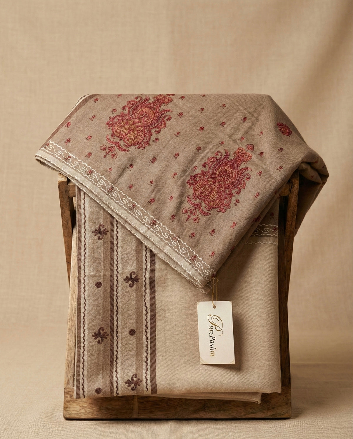 Kashmiri Tosha Shawl with Machine Embroidery