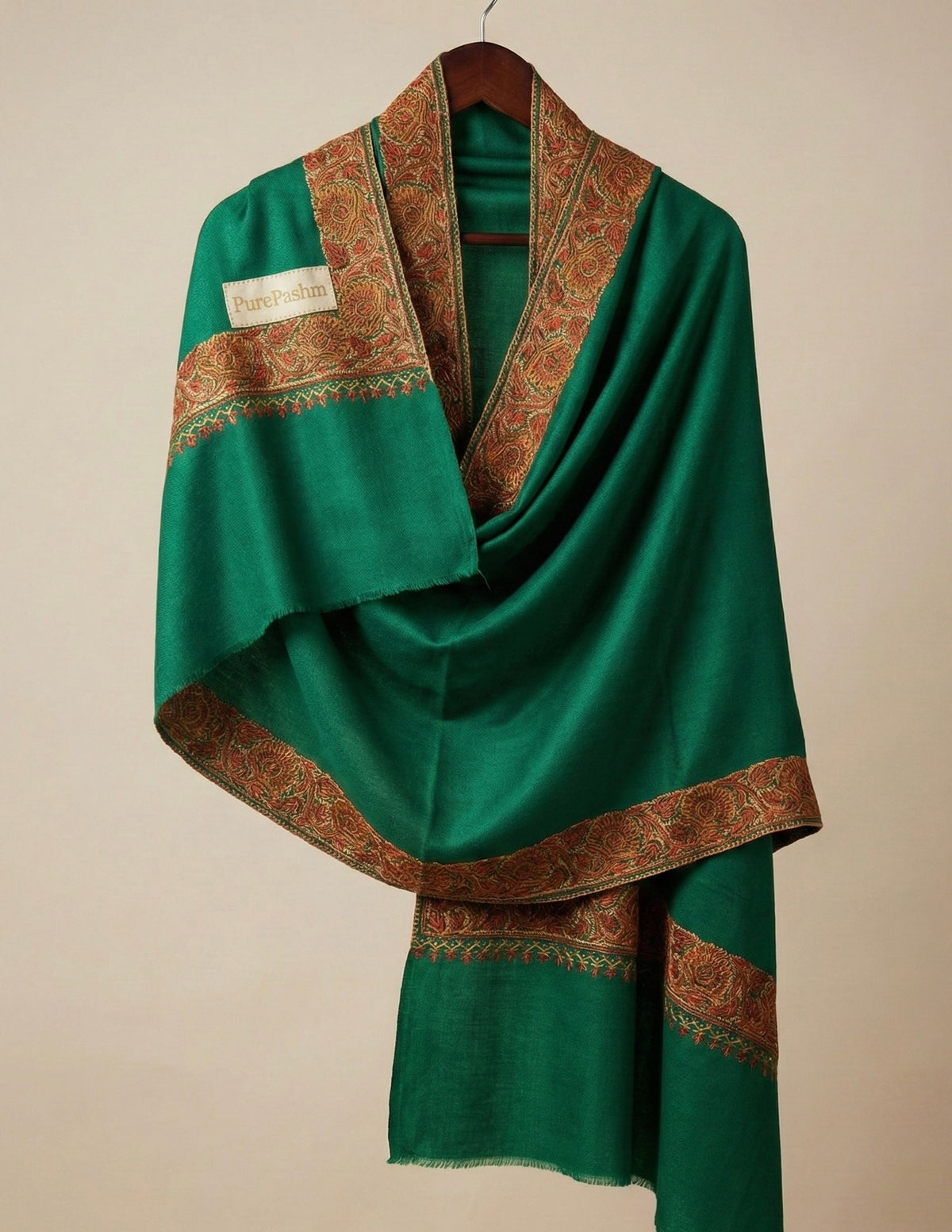 Semi Pashmina Kashmiri Shawl with Hand Sozni Embroidery
