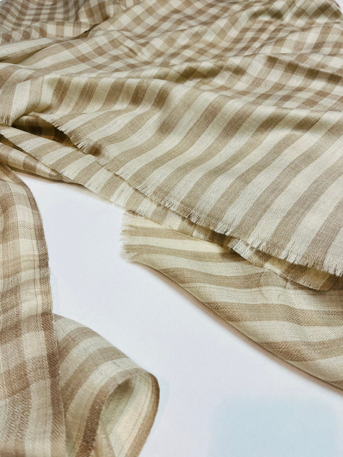 Soft Kashmiri Tosha Shawl in Check Design