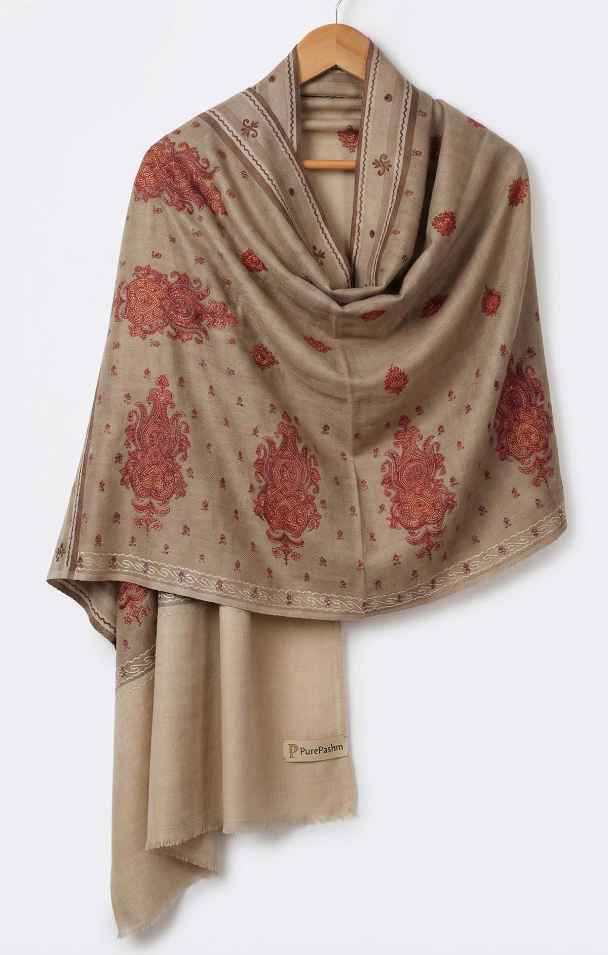Kashmiri Tosha Shawl with Machine Embroidery