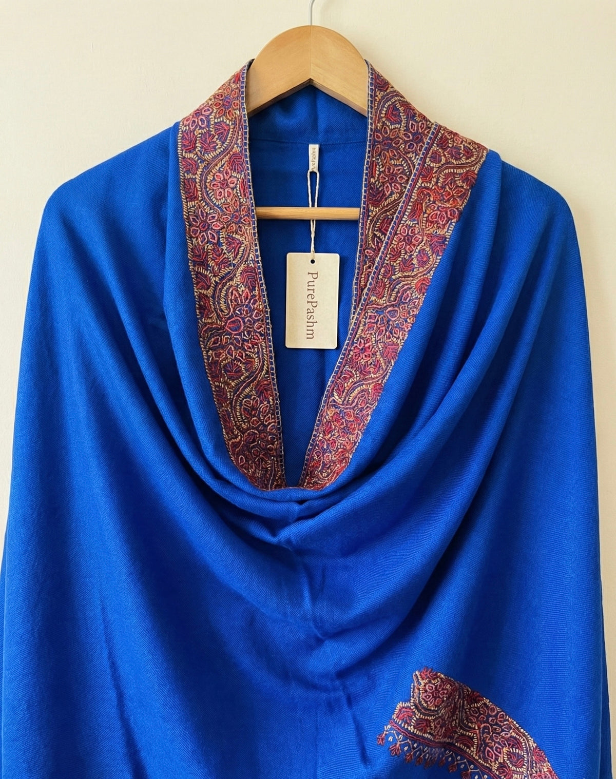 Semi Pashmina Kashmiri Shawl with Hand Sozni Embroidery