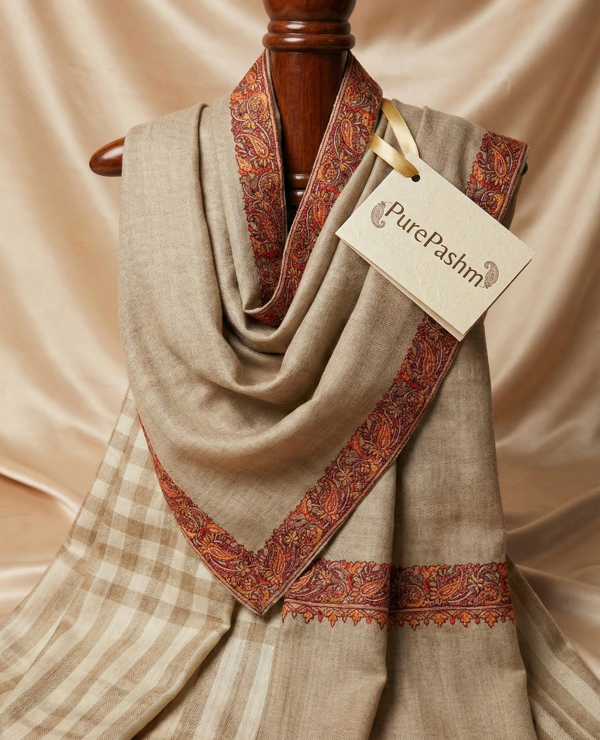 Kashmiri Tosha Shawl with Machine Embroidery