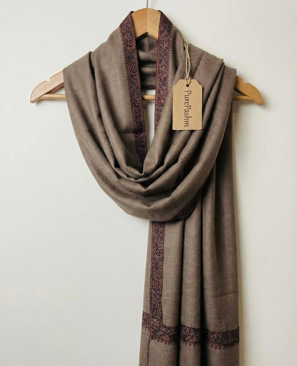 Hashi Dhar Semi-Pashmina Shawl with Hand Sozni Embroidery