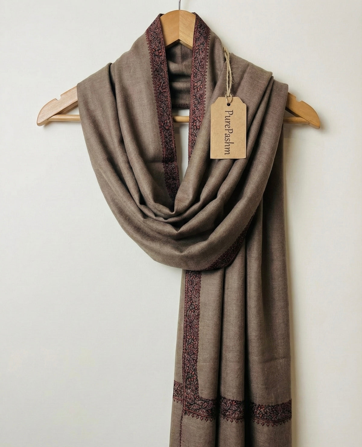 Hashi Dhar Semi-Pashmina Shawl with Hand Sozni Embroidery