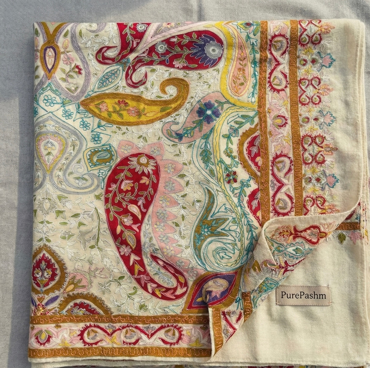 Kalamkari Shawl – Hand Sozni Embroidery