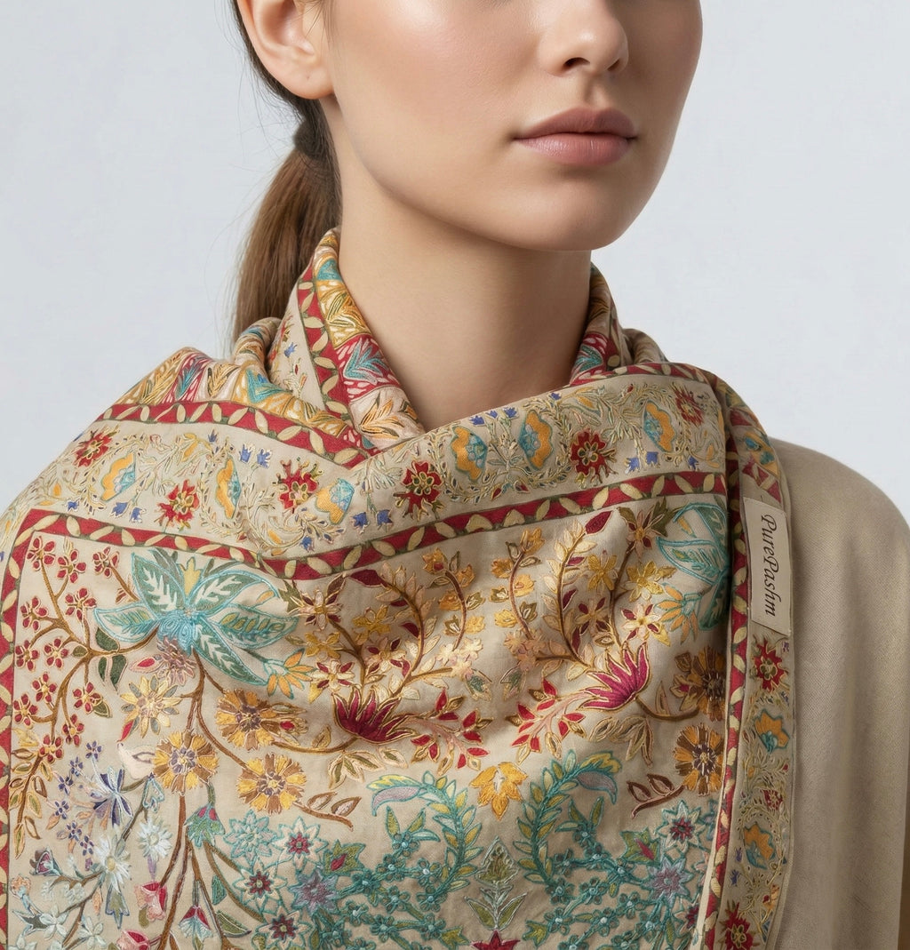 Kalamkari Shawl – Hand Sozni Embroidery