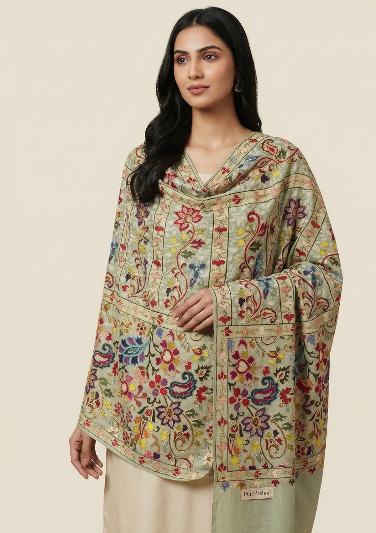 Kalamkari  Shawl – Hand Sozni Embroidery