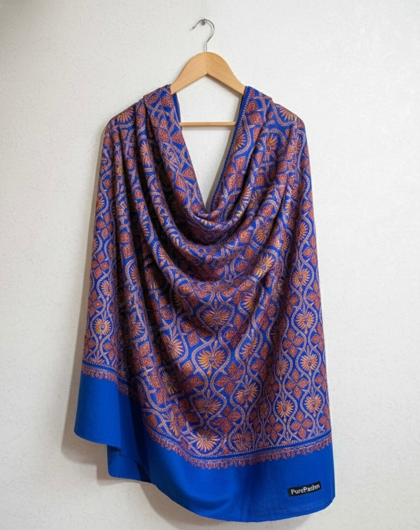 Tosha Jamawar Shawl with Hand Sozni Embroidery – Kashmiri Artisanal Luxury