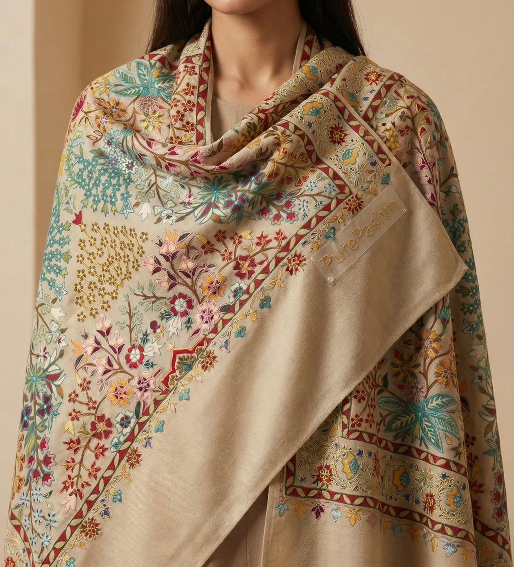 Kalamkari  Shawl – Hand Sozni Embroidery