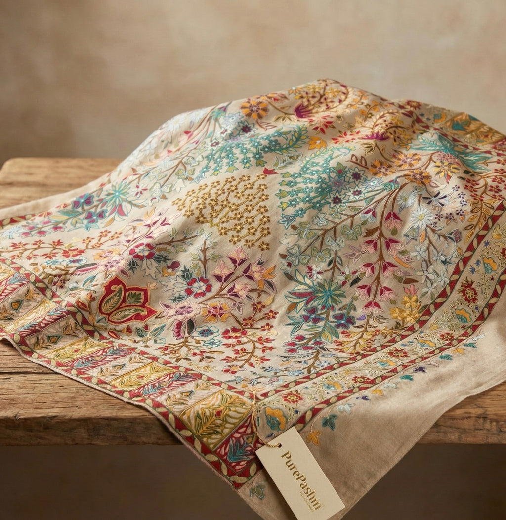 Kalamkari  Shawl – Hand Sozni Embroidery