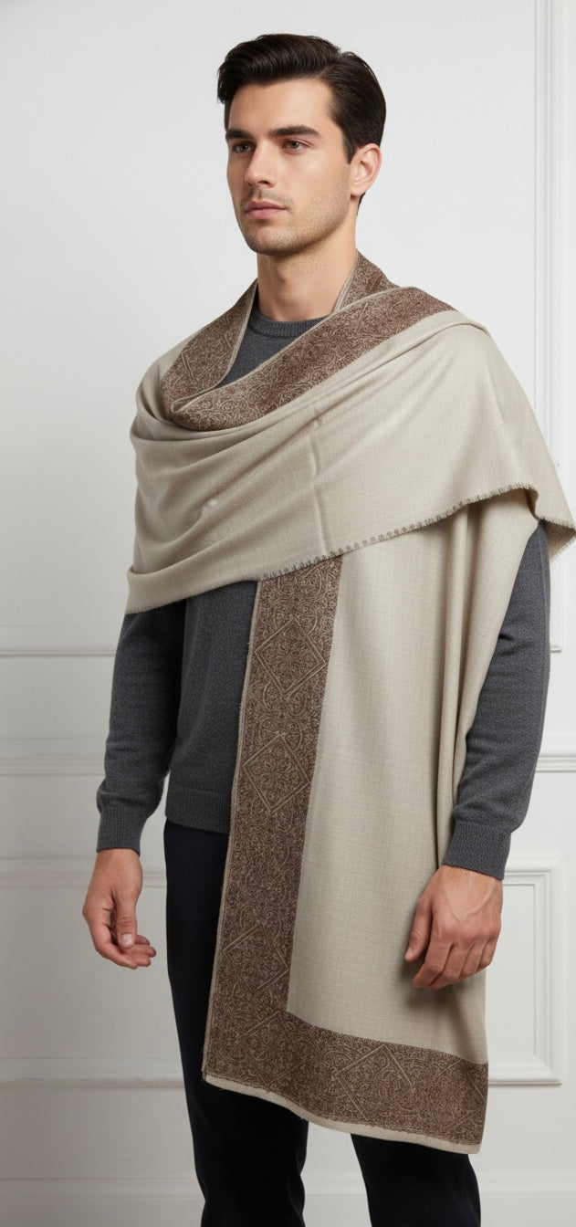 Machine Embroidered Shawl with Border Work | Unisex