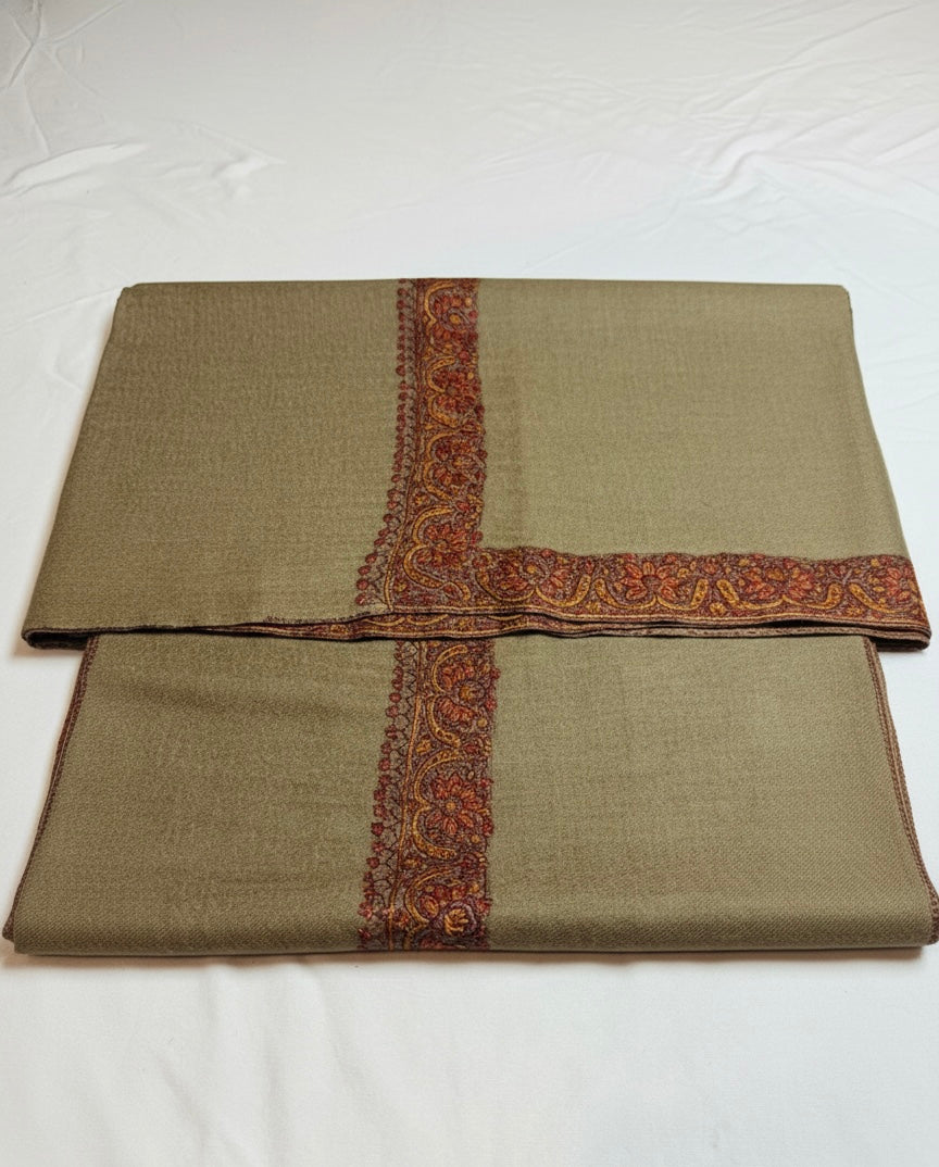 Semi Pashmina Kashmiri Shawl with Hand Sozni Embroidery