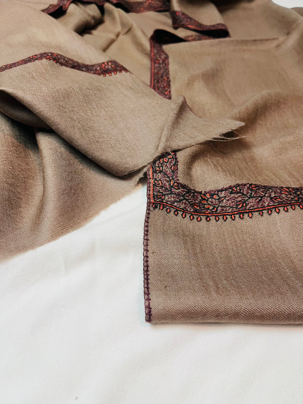 Hashi Dhar Semi-Pashmina Shawl with Hand Sozni Embroidery